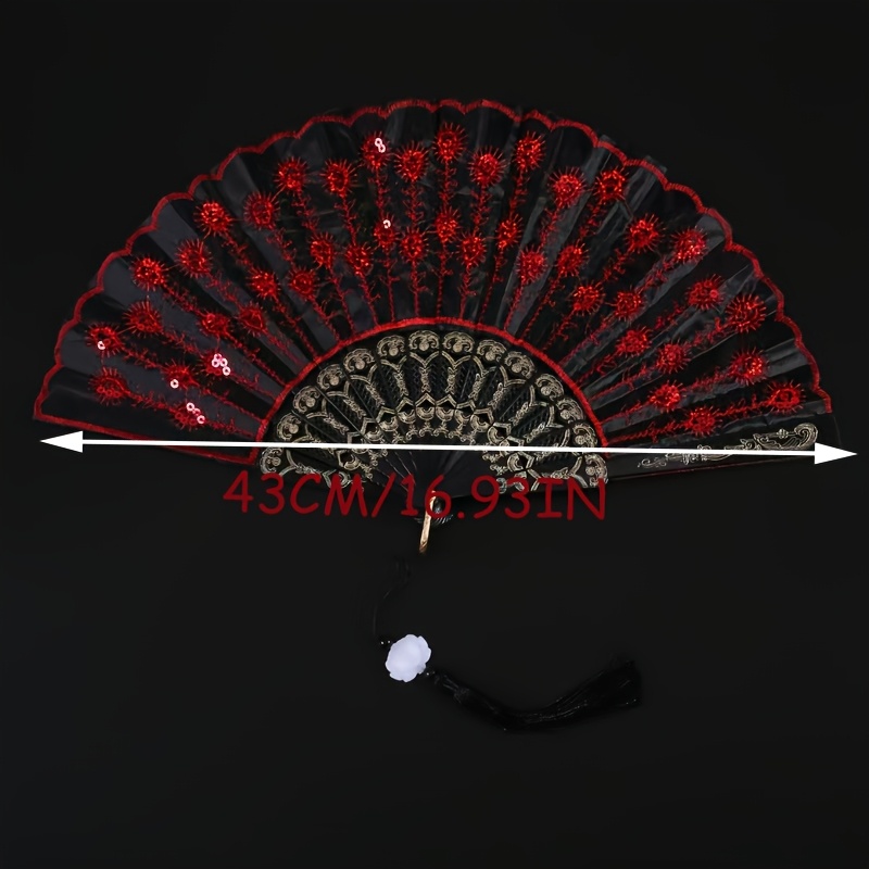 Spanish Style Folding Hand Fan - Tassel Fringe Trim review and price